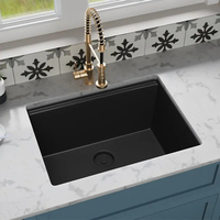 Évier de cuisine intégré en composite de quartz, 25 pouces, à cuve unique, pour projets de comptoir