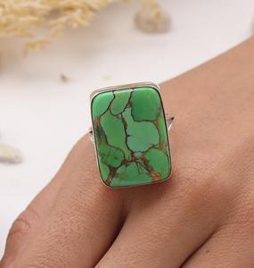 Anillo de Plata de Ley 925 hecho a mano para mujer, de alta calidad Natural piedra preciosa, turquesa, regalo de fiesta de boda, corte de pera, Spinner único - Product Image 3