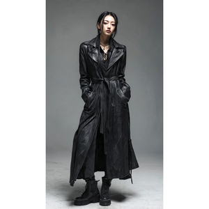 OEM Moda Desgaste Gabardina de cuero Abrigo largo Mujeres Invierno Prendas de abrigo Gabardina Abrigos largos de cuero Señoras - Product Image 3