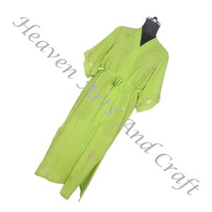 KL015 mujeres abstractas de seda pura Vintage Sari Kimono largo tamaño libre ajustable Vintage Sari Kimono Chaqueta larga Mujer seda Vintage - Product Image 5