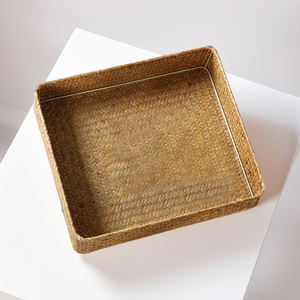 Bandejas para servir hechas a mano de Vietnam Marco de bambú duradero con tejido de ratán ecológico para decoración moderna del hogar-SS2074 - Product Image 2