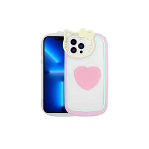 Funda de silicona transparente Netzy integrada con diseño de figura de gato Pop Socket compatible con iPhone 12 Pro 7 Plus 8 Rosa - Product Image 1