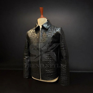 <b>Men</b> Croc Print Leather <b>Jacket</b> Premium Material Soft Warm <b>Casual</b> Fashion <b>Jacket</b> Fashionable <b>Men</b> Croc Embossed <b>Jacket</b> - Product Image 2