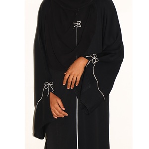 Belle fleur noire brodée Nida Abaya traditionnelle musulmane modeste porter vente chaude Polyester Jilbab Burka WS INTERNATIONAL - Product Image 6