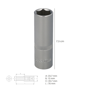 Chiave a Bussola Esagonale Lunga 1/2" 17 mm - Product Image 2