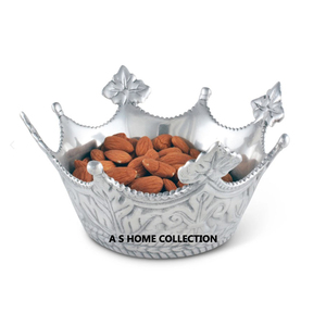Cuenco de servicio moderno de estilo árabe blanco con mango lateral frondoso, forma redonda de metal en eventos formales y cenas festivas - Product Image 4