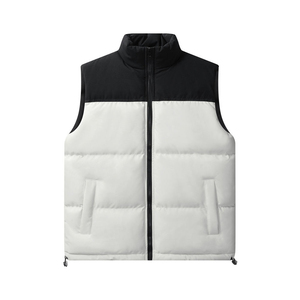 Chaleco acolchado sin mangas unisex para invierno, venta directa de fábrica con cremallera, cuello levantado personalizado, chalecos de tela de dos tonos, chaqueta OEM Flexible - Product Image 2