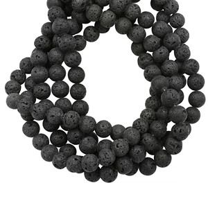 Cuentas Redondas Naturales de Lava Negra de 13 Pulgadas, Hilo de Cuentas de 10 a 12 mm para la Fabricación de Joyas - Product Image 1