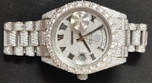 Montre de luxe unisexe VVS Moissanite avec diamant Bracelet en acier inoxydable glacé et étanche 41mm Affichage analogique Sports Charm Factory - Product Image 3