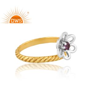 Anillo de piedras preciosas de amatista Natural de latón 925, joyería de diseño personalizado para mujer, regalo para ella - Product Image 4