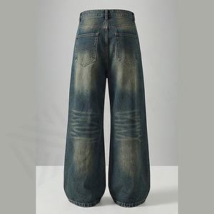 Custom Men's <b>Jeans</b> High Quality Streetwear Straight Denim Pants Cargo <b>Vintage</b> <b>Flare</b> Stacked Trousers Customized Winter Autumn - Product Image 2