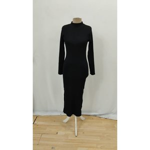 Robe longue à col bénitier et découpes latérales pour femme, 37788 - Noir - Product Image 5