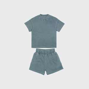 เซตกางเกงขาสั้นผ้าฝ้าย100% หนาสไตล์วินเทจสำหรับผู้ชายและผู้หญิงเสื้อลำลองไซส์ใหญ่พิเศษซักได้ตามต้องการ - Product Image 2