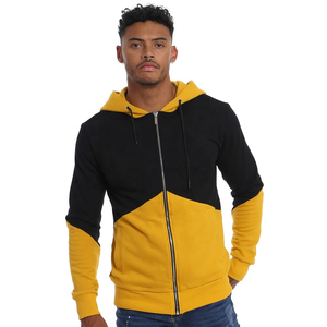 OEM hombres Zip Up Hoodies Color Block Regular Fit Sliver Zip manga larga diseño personalizado 100% algodón polar invierno sudaderas con capucha Streetwear - Product Image 6