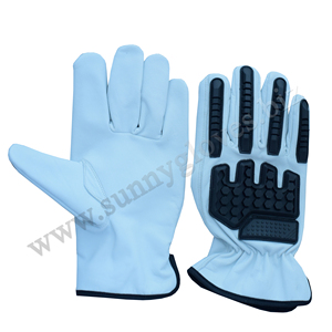 Guantes mecánicos de alta resistencia hechos a medida Tiosulfato Empuñadura DE SEGURIDAD Guantes de trabajo de cuero de grano de cabra - Product Image 6