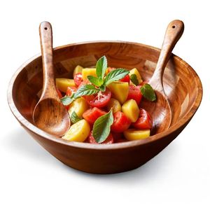 Bol à salade en bois pour servir des fruits à salade avec des ustensiles faits à la main, accessoire de salle à manger en bois naturel durable et élégant - Product Image 3
