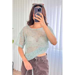 Blusa Verde Menta con Adornos de Lentejuelas al por Mayor - Verde Menta - Product Image 2