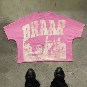 T-shirt à manches d'été lourd 100% coton personnalisé pour hommes motif solide imprimé graphique coupe brute ourlet incurvé Boxy recadrée - Product Image 3