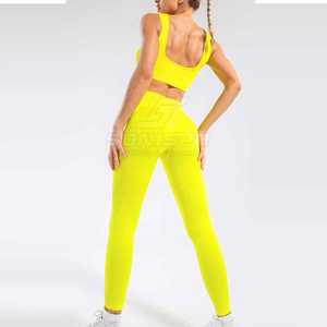 2024 Women's Breathable Solid <b>Pattern</b> Yoga Set New Gym <b>Leggings</b> Bra Elastic Waist Workout Clothing 2-Piece Spandex/Polyester - Product Image 2