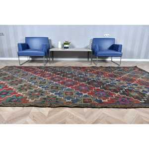 พรมตุรกีวินเทจ ขนาดใหญ่ 6x11.5 ฟุต พรมคิลิมสีแดงแบบไล่เฉด - Product Image 3