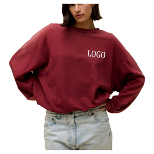 เสื้อสเวตเชิ้ตโอเวอร์ไซส์ทรงหลวม คอกลม แขนยาว ผ้าฝ้ายฟลีซ สำหรับผู้หญิง พร้อมโลโก้แบบกำหนดเอง - Product Image 1