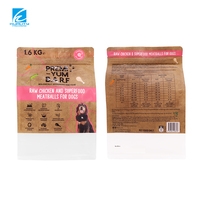 Emballage pour aliments pour animaux de compagnie, pochette à fond plat personnalisée imprimée avec fermeture éclair, fenêtre transparente, refermable, Doypack, qualité alimentaire, vente en gros