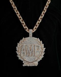 Collar Personalizable con Colgante Circular de Moissanita con Diamantes Simulados, Logotipo con Nombre, Letra, Certificado GIA, Cadena Personalizada - Product Image 3