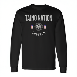 T-shirt a maniche lunghe Taino Nation Boricua Boriken Pride con stampa indigena di Porto Rico - Product Image 2