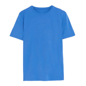 T-shirt à col rond en coton de qualité supérieure pour hommes T-shirt bleu à col rond solide - Product Image 1