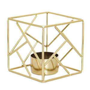 Ensemble de bougeoirs en fil métallique moderne Finition noire et or (lot de 3) Bougeoir décoratif de fête au design attrayant pour la maison - Product Image 3