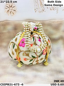 Indian Handmade Fabric Potli Clutch Embroidered Stylish Return Gifts for Weddings and Celebrations! - Product Image 6