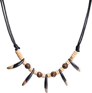 งานหัตถกรรมสร้อยคอกระดูกเขาสีน้ำตาลสร้อยคอเขาควายธรรมชาติทำด้วยมือสินค้าอินเดีย - Product Image 2