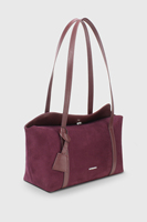 Tas Tote Kanvas Burgundy Logo Kustom dengan Ritsleting Tahan Air OEM ODM Tas Selempang Wanita