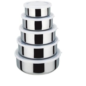 MIINOX Ensemble de 5 bols classiques écologiques en acier inoxydable avec couvercles en plastique - Product Image 3