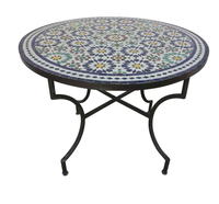 Mesa central marroquí de calidad superior, diseño estampado Floral, bandeja superior redondeada, muebles de Metal hechos a mano, mesa marroquí decorativa