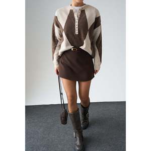 Beige-Brown Baklava Pattern <b>Sweater</b> - Product Image 2