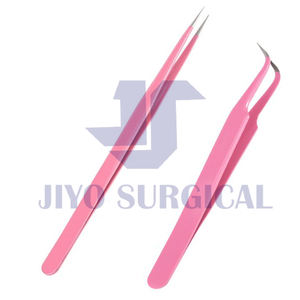 Pince à cils rose en acier inoxydable de qualité supérieure, outil d'applicateur de cils de précision pour l'extension et la beauté - Product Image 2