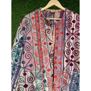 Ouzbek Vintage unisexe veste d'hiver à la main broderie indien coton imprimé Kantha Gudri manteau Quilting cousu à la main pardessus - Product Image 2