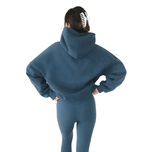 Sweat-shirt oversize pour femme en coton 50% et polyester 50%, couleur turquoise foncé, streetwear, épaules tombantes, coupe décontractée, mode, vêtements d'hiver - Product Image 2