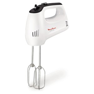 Batteur à main Moulinex Quick Mix 300W 5 vitesses blanc et noir avec fouets et crochets pétrisseurs - Product Image 1