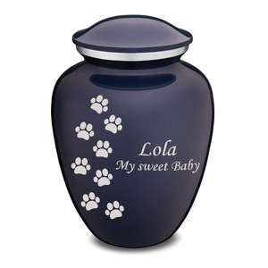 Urna Funeraria para Mascotas, Urna de Cremación con Forma de Corazón y Huella, Esmalte Azul, Tamaño Pequeño, Metal, Recuerdo Conmemorativo para Mascotas, Urna para Cenizas - Product Image 2