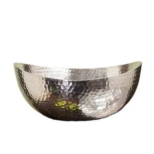 Cuenco curvo de aluminio pulido Chapado en níquel martillado, decoración para el hogar, vela, uso de boda, jarra - Product Image 1