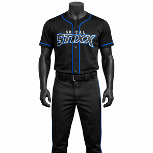 Custom Black <b>Baseball</b> Uniform <b>Set</b> OEM Sublimation Polyester Breathable Team Jersey Pants Wholesale Sportswear - Product Image 1