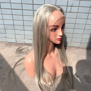 Cabello humano vietnamita Color rubio ceniza Frontal 13x6 Peluca Extensiones de cabello liso - Product Image 6