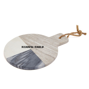 Tabla de cortar blanca de mármol Diseño creativo Bloque de cortar hecho a mano Encimera elegante clásica Tabla de queso de madera elegante - Product Image 6