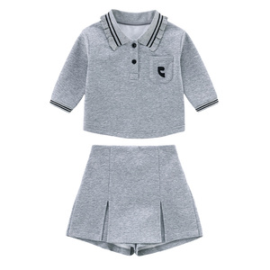 Children's New Summer Casual Sports Suit 100% Polyester Girls Cotton Polo Shirt Skirt Clothing <b>Set</b> Child Baseball Uniform - Product Image 1