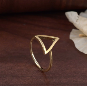 Venta caliente de moda triángulo geométrico anillo de latón joyería para mujer regalo personalizado para mamá pequeño anillo apilable - Product Image 3