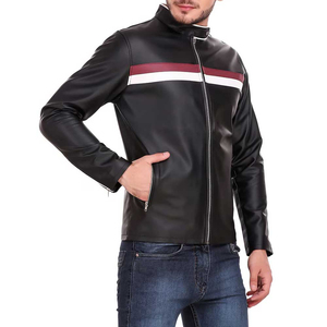 Veste en cuir pour homme de taille normale de qualité supérieure avec logo à l'avant, coupe-vent, imperméable, style de rue personnalisé, service OEM/ODM - Product Image 4