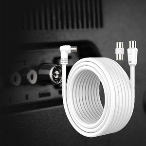 * เต้าเสียบ * เสาอากาศทีวีสายโคแอกเชียลพร้อมขั้วต่อมุมขวาตัวผู้ไปยังอะแดปเตอร์ตัวเมียรวม10เมตร - Product Image 1