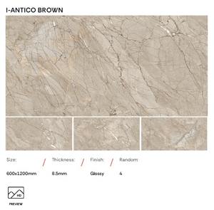 Carrelage en porcelaine marron pour salle de bain 600x1200 Grande taille Brillant Intérieur Glacé Sol Mur Poli Antidérapant pour la maison Salon - Product Image 1